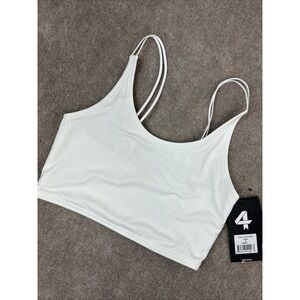 Fourlaps Poise Longline Sports Bra Womens Small White Nylon Stretch Athletic Fit